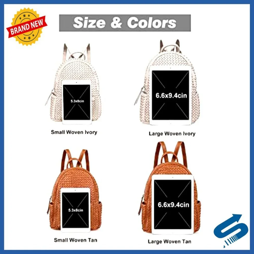 Mini Woven Backpack Purse Vegan Leather Handmade Daypack Travel Chic